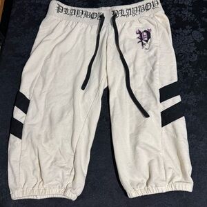 Y2K Playboy drawstring track Capris
